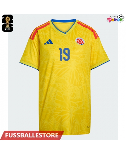 Günstige Kolumbien Rafael Santos Borre #19 Heimtrikot Damen WM 2026 Kurzarm